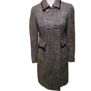 Apostrophe Size 2 Vintage Y2K Women’s knee length dress coat boucle Purple Teal